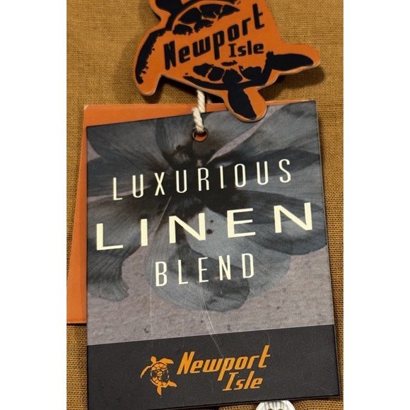 Newport Isle Linen Blend Embroidered Shirt Mens Medium Short Sleeve NWT - Picture 2 of 5